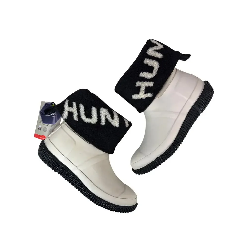 Hunter Original Slipper Snow Boot Womens 8 Insulated Foldable‎ Cuff White Willow